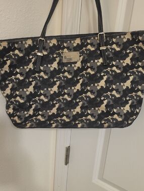 Black and Cream Patterned Tote Bag by Nine West